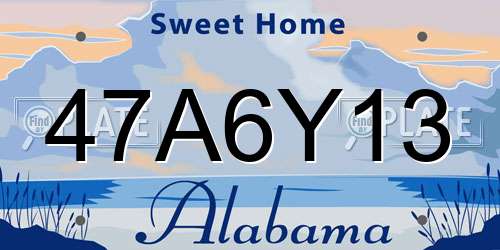 47A6Y13 Alabama License Plate