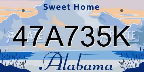 47A735K Alabama License Plate