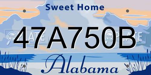 47A750B Alabama License Plate
