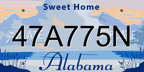 47A775N Alabama License Plate