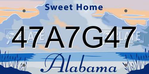 47A7G47 Alabama License Plate