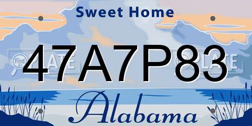 47A7P83 Alabama License Plate