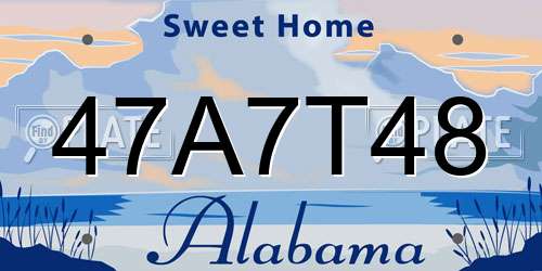 47A7T48 Alabama License Plate