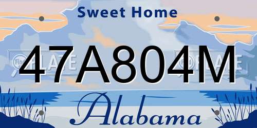 47A804M Alabama License Plate