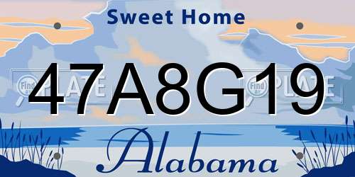 47A8G19 Alabama License Plate