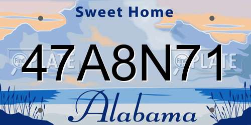 47A8N71 Alabama License Plate