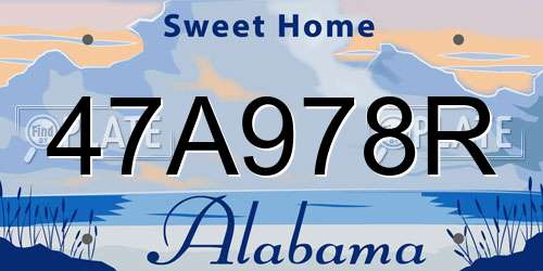 47A978R Alabama License Plate