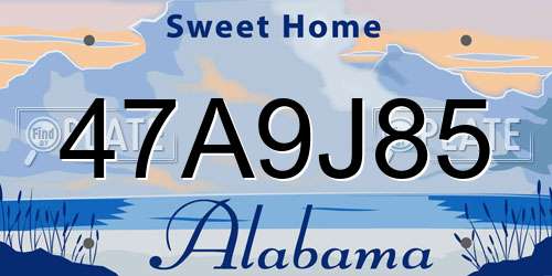 47A9J85 Alabama License Plate