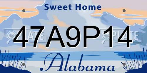 47A9P14 Alabama License Plate