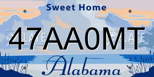 47AA0MT Alabama License Plate