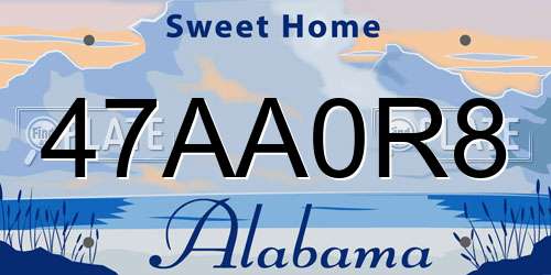 47AA0R8 Alabama License Plate