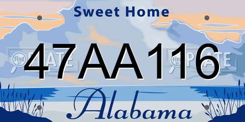 47AA116 Alabama License Plate