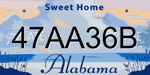47AA36B Alabama License Plate