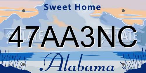 47AA3NC Alabama License Plate