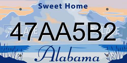47AA5B2 Alabama License Plate