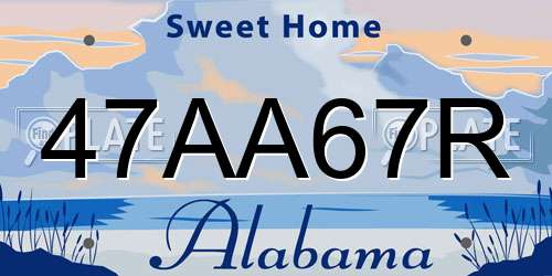 47AA67R Alabama License Plate
