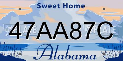 47AA87C Alabama License Plate