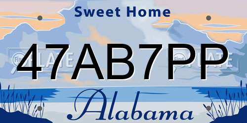 47AB7PP Alabama License Plate