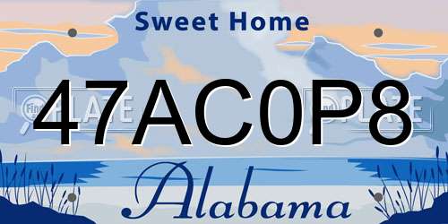 47AC0P8 Alabama License Plate