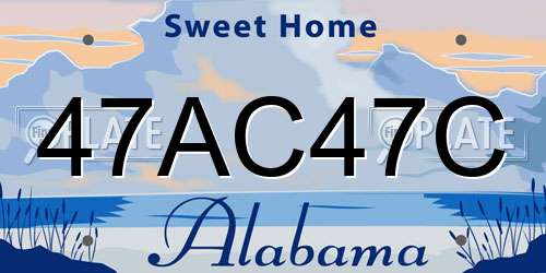 47AC47C Alabama License Plate