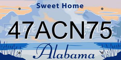 47ACN75 Alabama License Plate