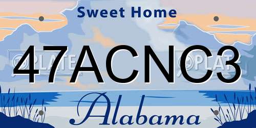 47ACNC3 Alabama License Plate