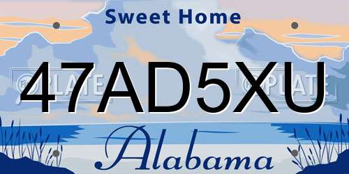 47AD5XU Alabama License Plate