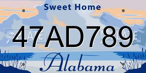 47AD789 Alabama License Plate