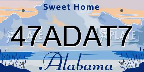47ADAT7 Alabama License Plate
