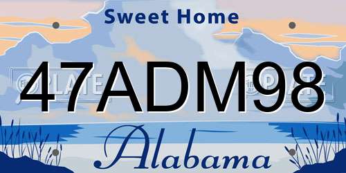 47ADM98 Alabama License Plate