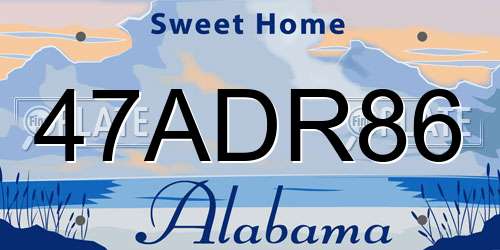 47ADR86 Alabama License Plate