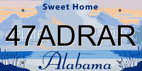 47ADRAR Alabama License Plate
