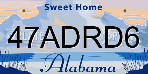 47ADRD6 Alabama License Plate