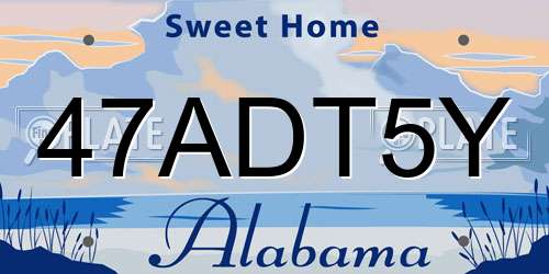 47ADT5Y Alabama License Plate
