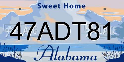 47ADT81 Alabama License Plate