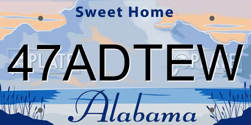 47ADTEW Alabama License Plate