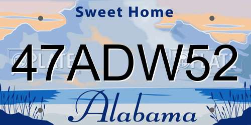 47ADW52 Alabama License Plate