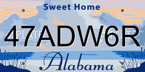 47ADW6R Alabama License Plate