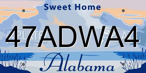 47ADWA4 Alabama License Plate