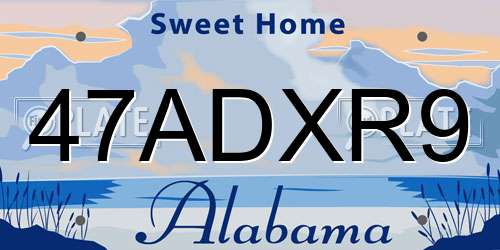 47ADXR9 Alabama License Plate