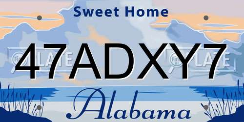 47ADXY7 Alabama License Plate