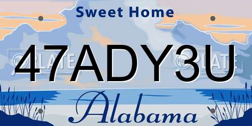 47ADY3U Alabama License Plate