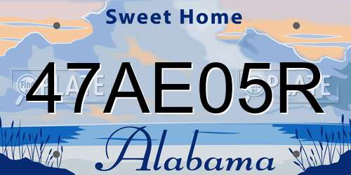 47AE05R Alabama License Plate