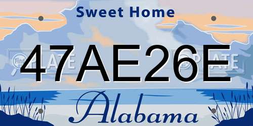 47AE26E Alabama License Plate