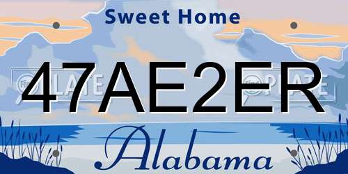 47AE2ER Alabama License Plate