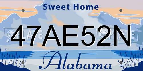 47AE52N Alabama License Plate