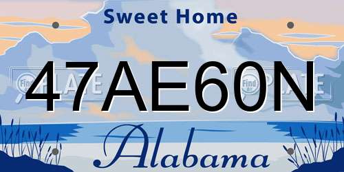 47AE60N Alabama License Plate