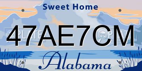 47AE7CM Alabama License Plate