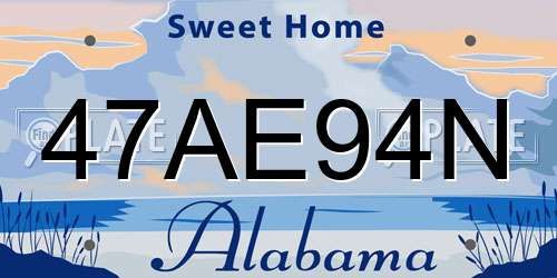 47AE94N Alabama License Plate