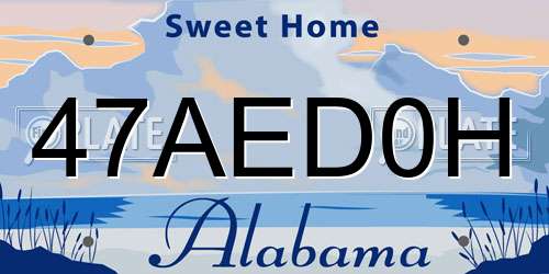 47AED0H Alabama License Plate